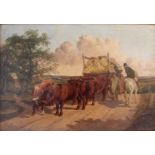 BENJAMIN HERRING Jnr. (1830-1871) MEETING ON A COUNTRY ROAD Signed and indistinctly dated (
