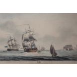 FIVE MARINE PRINTS to comprise `A Frigate with a View of the Needles` [see illus.] and `A Cutter,