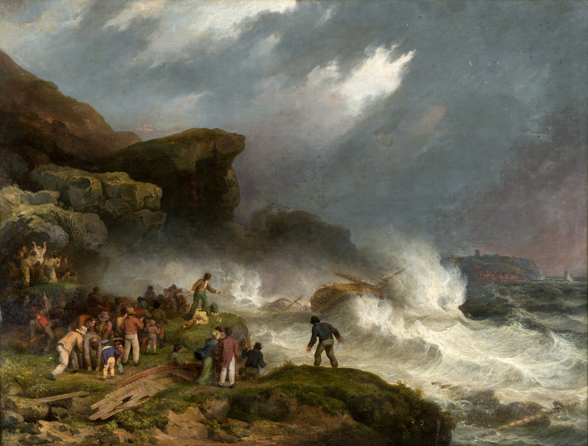 GEORGE MORLAND (1763-1804) WRECKERS ON THE COAST Oil on canvas 118 x 155.5cm. ++ Lined; craquelure
