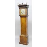 OAK LONGCASE CLOCK, the 10" brass dial with a single hand inscribed Phillips Bromyard on a brass,