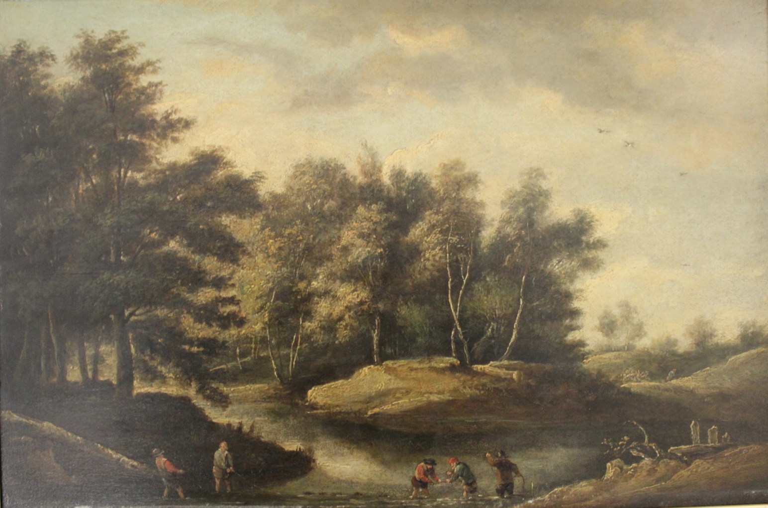 CIRCLE OF PIETER BOUTS (c.1658-c.1719) MEN FISHING IN A WOODED RIVER Oil on panel 29.5 x 44.