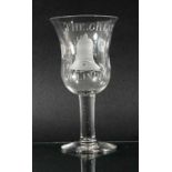 LINCOLN BELL GLASS GOBLET, late 18th century, the bell shaped bowl engraved with the inscription '