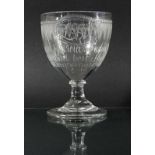 PRESENTATION GLASS RUMMER, dated 10th July 1807, inscribed 'Presented by Lieut Darling to Mr W. hort
