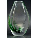 VICKE LINDSTRAND VASE - KOSTA a cameo glass seaweed vase, with an etched design of a Fish on one