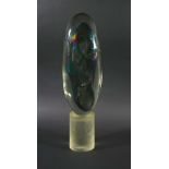 MURANO GLASS SCULPTURE - LIVIO SEGUSO a Dichroic glass sculpture on a circular frosted glass