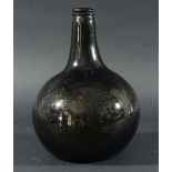 ENGLISH ONION WINE BOTTLE, with string rim, tapering neck, bulbous body and medium kick base, height