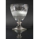 LARGE GLASS RUMMER, circa 1800, the bowl engraved with the inscription 'Success to the Duke of York'