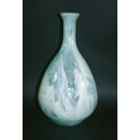 ART GLASS BOTTLE VASE possibly Murano, the large bottle vase with a white swirling design. Unmarked,