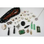A LARGE QUANTITY OF JEWELLERY AND COSTUME JEWELLERY including a pair of Art Deco pierced and