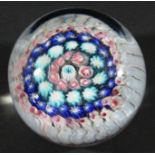 STOURBRIDGE PAPERWEIGHT, possibly George Bacchus, with five concentric millefiori rings around a