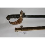 A VICTORIAN R ENGINEERS OFFICERS SWORD. An 1857 pattern Royal Engineers officers sword, with brass