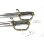 A BRACE OF 19thC CONSTABLES SIDEARMS. A brace of Victorian Constables sidearms with single-edged
