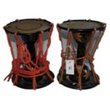 A BRACE OF KO-DAKO DRUMS. A brace of Japanese Ko-Dako drums measuring 10.1/2" in height, with a