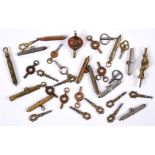 ANTIQUE WATCH KEYS a mixed group including a variety of brass and base metal examples.
