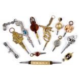 QTY OF ANTIQUE WATCH KEYS an interesting mixed lot including decorative examples (12), stone set