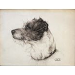 ENGLISH SCHOOL, Circa 1900-1920 HEAD STUDY OF `JACK`, A TERRIER Inscribed with title, pen and ink
