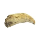 SCRIMSHAW SPERM WHALE TOOTH - SOUTH SEA ISLANDS probably Fijian or Samoan, carved with the word