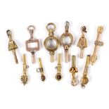 QTY OF ANTIQUE WATCH KEYS - 19THC 11 decorative 19thc watch keys, including one telescopic example
