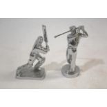 CRICKET & GOLF CAR MASCOTS - LEJEUNE two chrome car mascots in the form of a Cricketer and a Golfer,