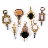 QTY OF ANTIQUE WATCH KEYS - 18TH & 19THC 7 18th and 19thc watch keys, including 3 hardstone set