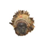 AFRICAN TRIBAL MASK/HEADDRESS - MASAI an elaborate tribal mask and head dress, the wooden mask