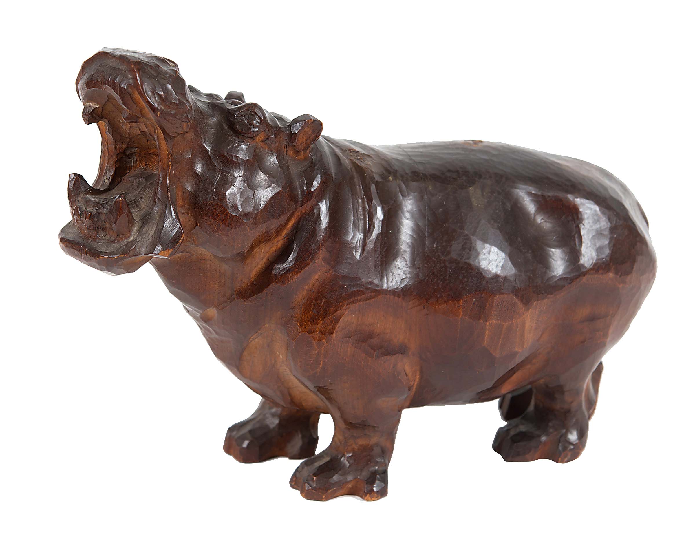 WOODEN FIGURE OF A HIPPO - BLACK FOREST a carved wooden figure of a Hippo, probably made in the