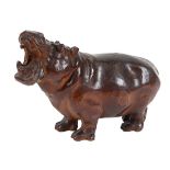 WOODEN FIGURE OF A HIPPO - BLACK FOREST a carved wooden figure of a Hippo, probably made in the