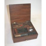 19THC ARTISTS BOX a mahogany cased artists box, with various compartments containing original