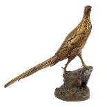 LARGE BRONZE PHEASANT - LEON BUREAU (1866-1906) a large cast gilt bronze figure of a Pheasant,