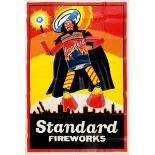 FIREWORK POSTER - STANDARD FIREWORKS a large lithographed poster with a Firework Man in the