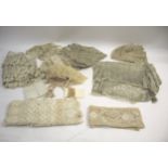 VARIOUS LACE & OTHER ITEMS a mixed lot including a silver thread Azute stole, an Irish crochet