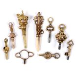 ANTIQUE WATCH KEYS 9 various watch keys including one with Horse and side saddle rider, 1 key