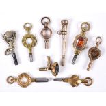 ANTIQUE WATCH KEYS 9 various watch keys including 4 set with hardstones, and 5 other various watch