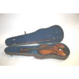 ANTIQUE ENGLISH VIOLIN - 1923 an antique violin with one piece maple back, with a written label