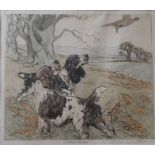 •GEORGE VERNON STOKES SPANIELS FLUSHING GAME BIRDS; ENGLISH SETTERS Two, colour etchings, each