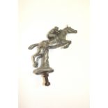 HORSE & JOCKEY CAR MASCOT a chrome plated metal Car Macot, in the form of a Horse & Jockey. With a