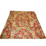 TWO PAIRS OF CURTAINS - ELIZABETHAN DESIGN two pairs of lined curtains designed with figures on a