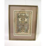FRAMED VICTORIAN SAMPLER - 1881 a framed sampler, the centre thickly embroidered with flowers,