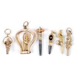 QTY OF VARIOUS WATCH KEYS 6 decorative watch keys including a Parrot on Perch, Punch's Head, Sitting