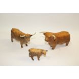 BESWICK HIGHLAND BULL, COW & CALF including Model No 2008 Highland Bull, 1827D Highland Calf, and