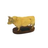 BESWICK CHAROLAIS BULL ON WOODEN PLINTH Model No A2463A Charolais Bull on wooden plinth, designed by