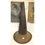 LARGE GRAMOPHONE HORN a large brass and metal gramophone horn, 85cms high