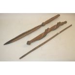 ABORIGINAL CEREMONIAL CLUB a ceremonial club, with a Snake carved along the shaft. Also with two