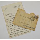 Doyle, Arthur Conan. A fine autographed letter signed to Ruby Paulson, responding to her query