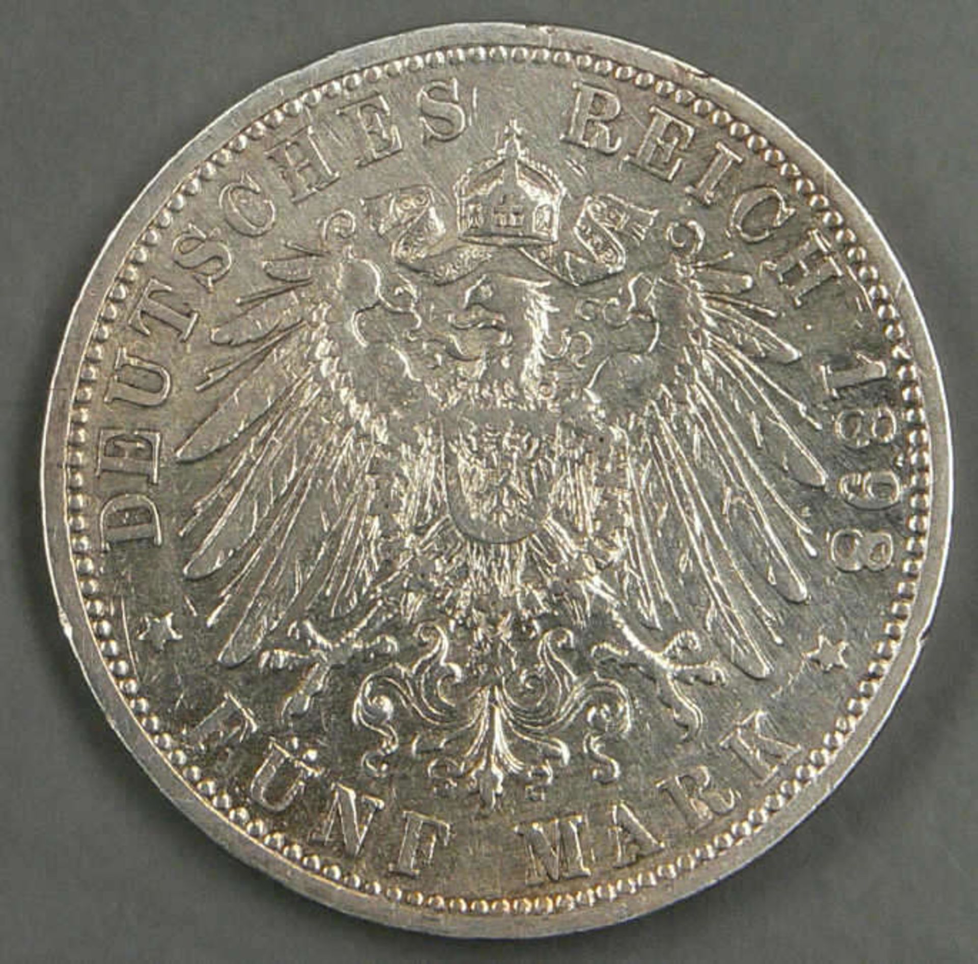 Deutsches Kaiserreich Baden 1893 G, 5.- Mark - Silbermünze. Jaeger: 29. Erhaltung: s - teilweise - Bild 2 aus 2