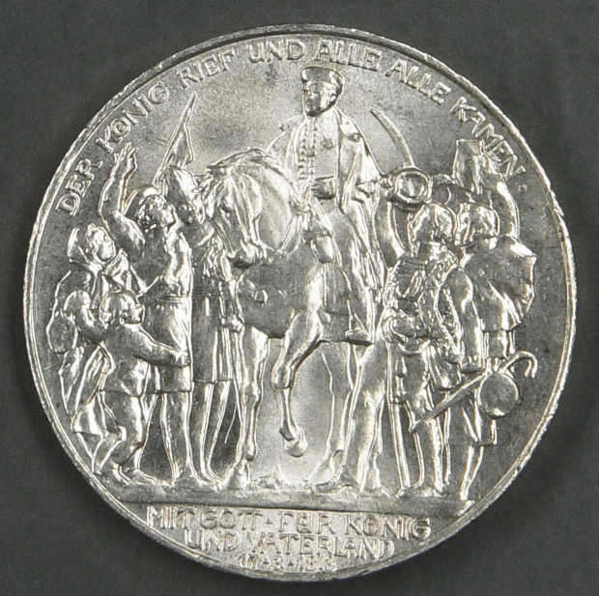 Deutsches Kaiserreich Preußen 1913. 3 Mark - Silbermünzen "Der König rief". Jaeger: 110.