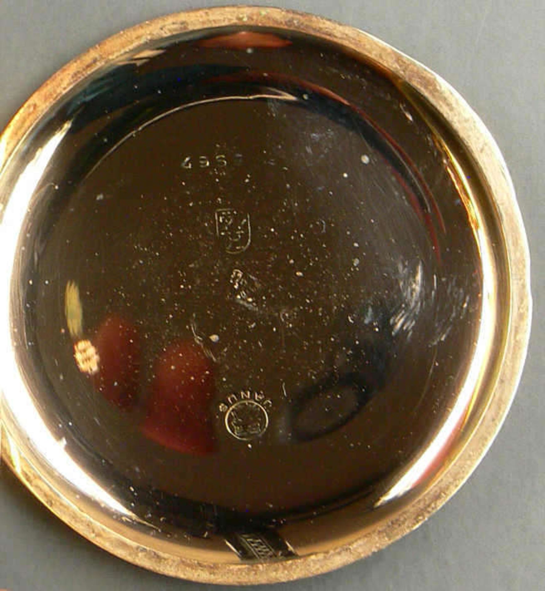 14 ct goldene Taschenuhr, beide Außendeckel 14 ct gepunzt. Innendeckel Metall. Gewicht: ca. 106 g. - Bild 4 aus 5