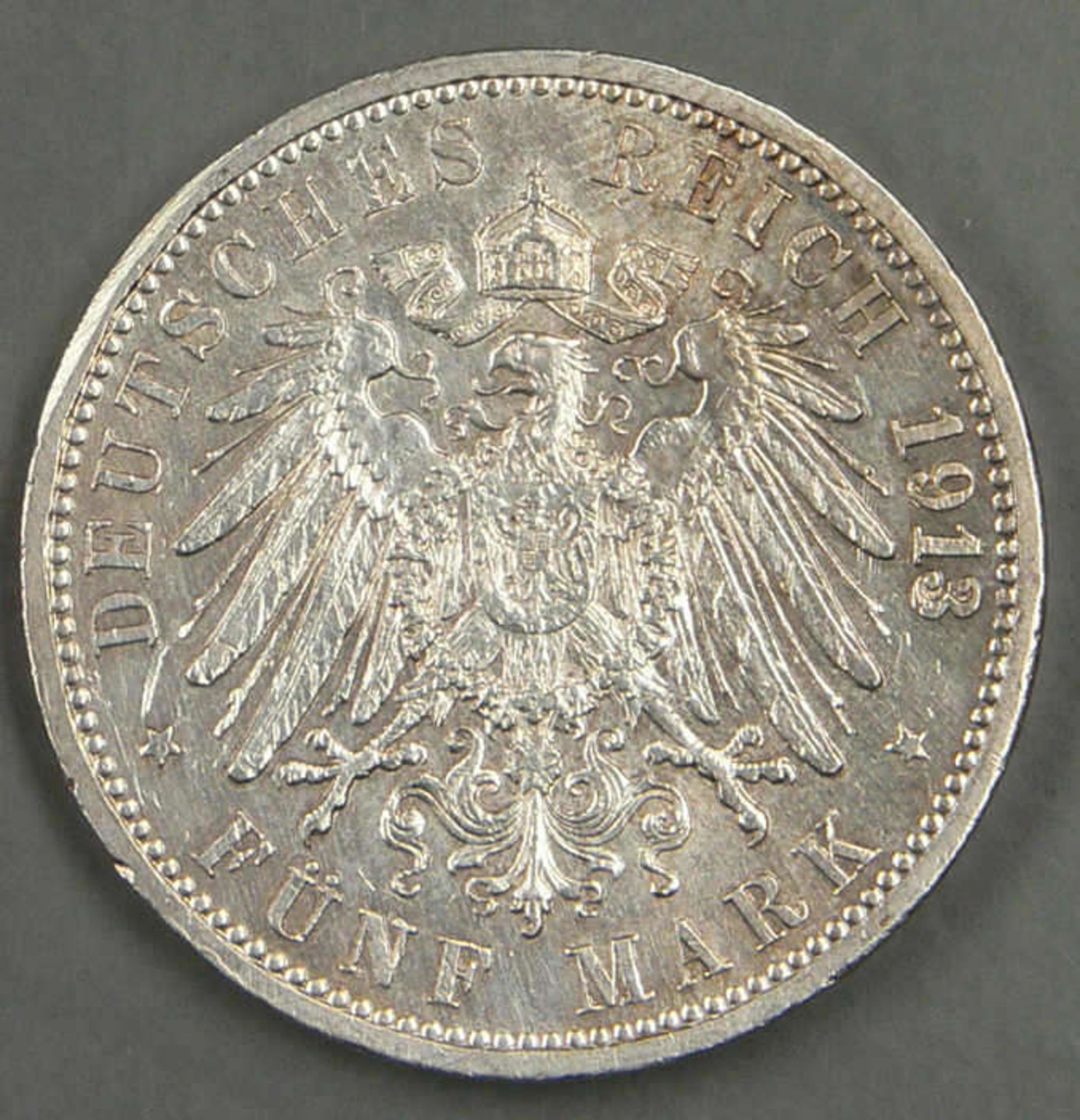Deutsches Kaiserreich Baden 1913 G, 5.- Mark - Silbermünze. Jaeger: 40. Erhaltung: vz. German - Bild 2 aus 2