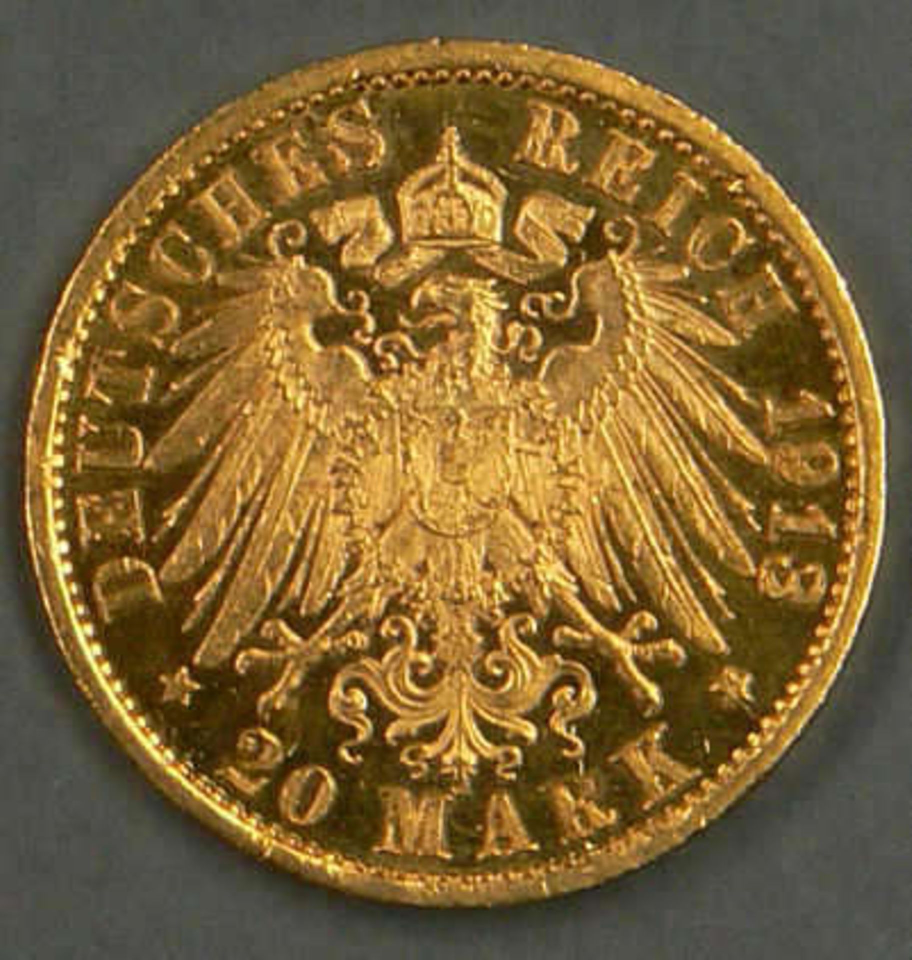 Deutsches Kaiserreich Preußen 1913A, 20.- Mark - Goldmünze "Wilhelm II". Erhaltung: vz. German - Bild 2 aus 2