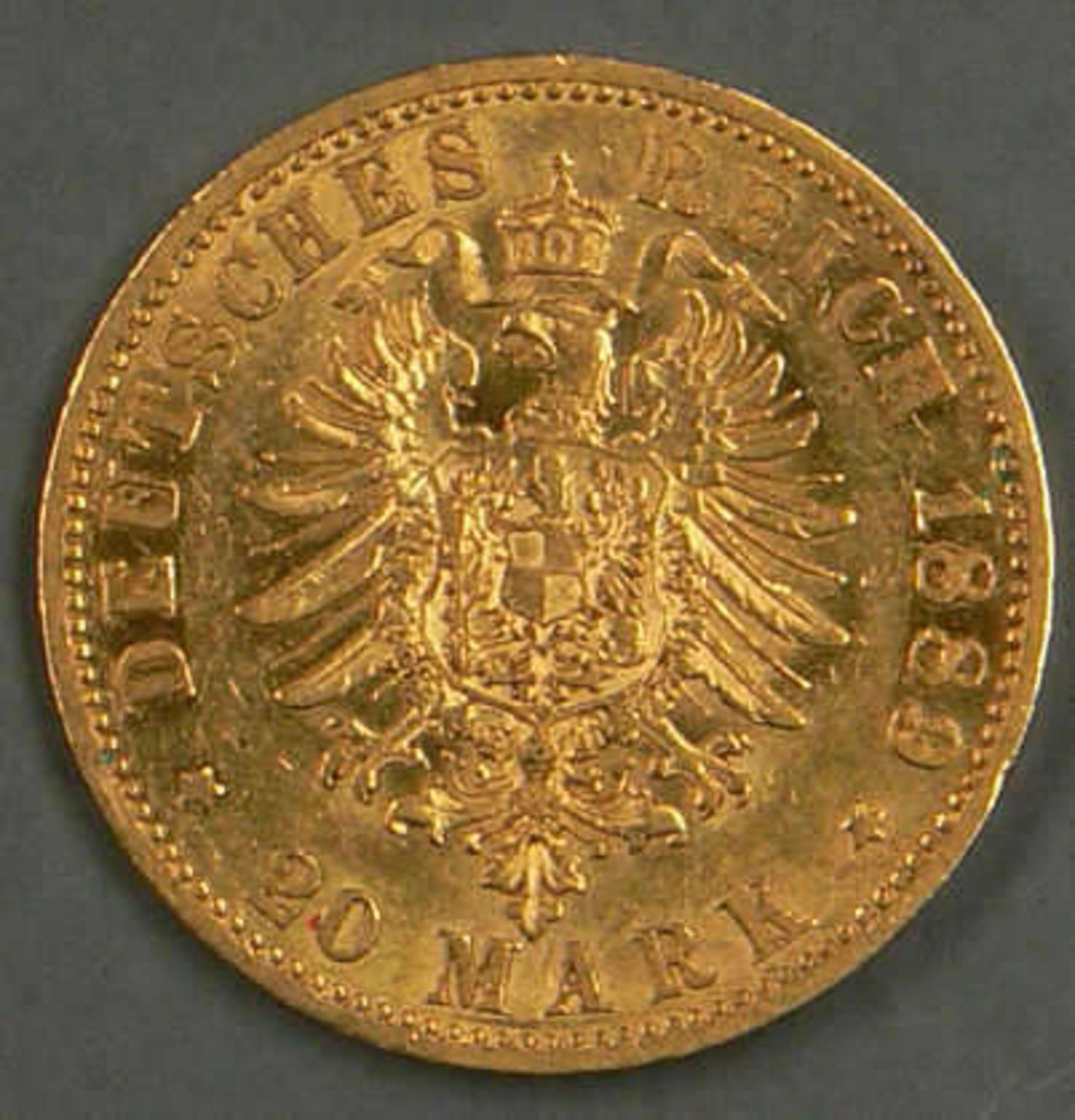 Deutsches Kaiserreich Preußen 1889 A, 20.- Mark - Goldmünze "Wilhelm II". Erhaltung: vz. German - Bild 2 aus 2